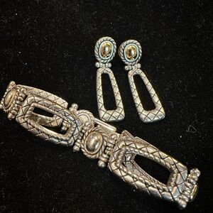 Brighton two tone vintage bracelet, and earring set